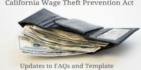 DLSE Updates California Wage Theft Prevention Act FAQs and Template
