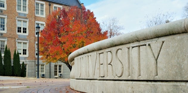 university quad in autumn chill and quiet